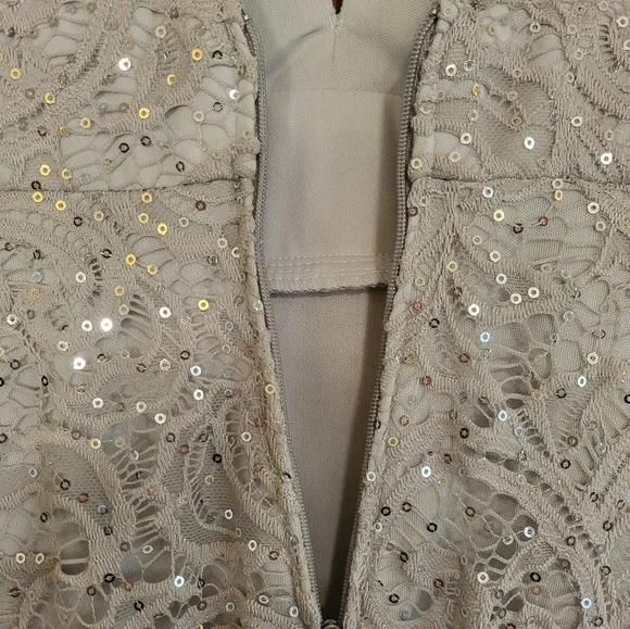 B. Darlin silver sequined v cut front, low cut back, prom/gown. Size 3/4 - Picture 13 of 16